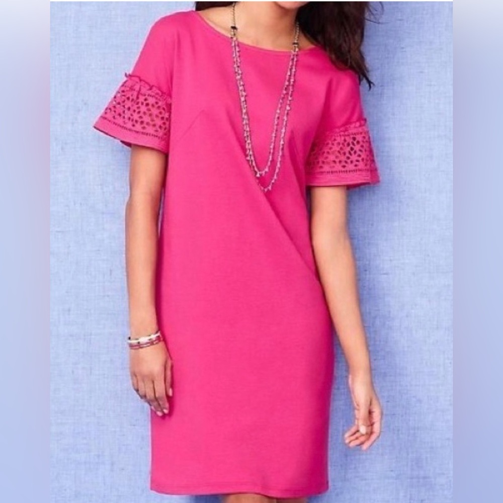 NWT Talbot’s Women’s Short Sleeve Pink Cotton Dress in Size XS Spring Summer